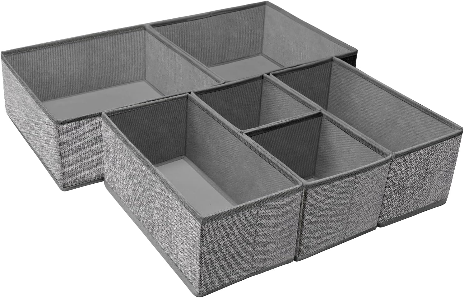 Criusia Foldable Underwear Drawer Organizer - Closet Dividers for Clothes & Socks | 6 Gray Bins