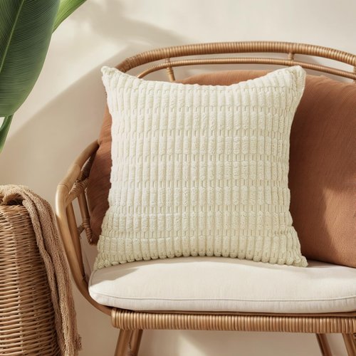 Hibate 4 Pack Neutral Corduroy Decorative Boho Couch Throw Pillow Covers 18x18 Inch for Sofa Living Room Bedroom Home Decor