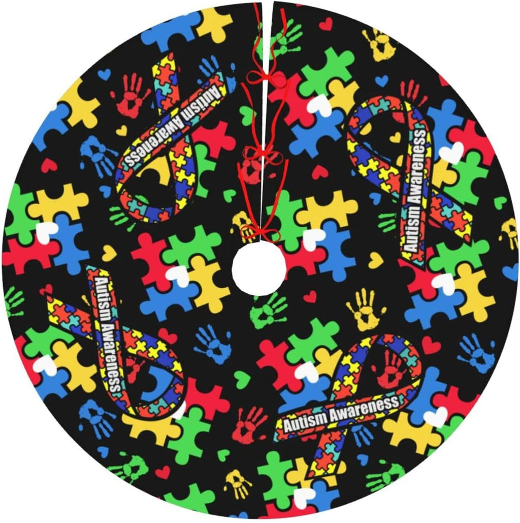 Regine Switzerland Autism Awareness Tree Skirt - Festive Christmas Decoration | 30-Inch Size