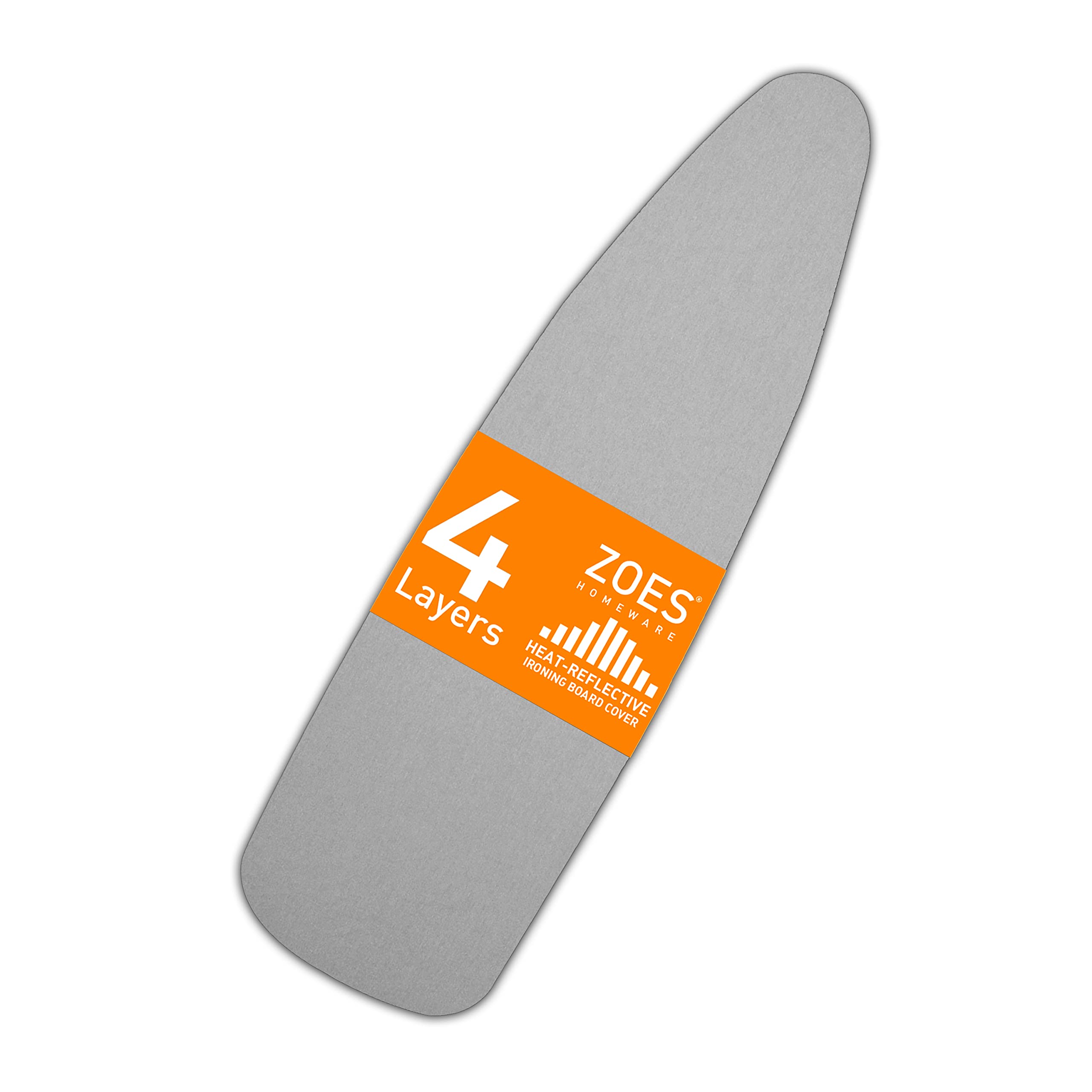 ZOES HOMEWARE Ironing Board Cover and Pad | 100% Cotton Cover with Padding Standard Size with Aluminum Coating | Heat-Reflective Ironing Board with Elastic Edges Set | 54"x15" Grey