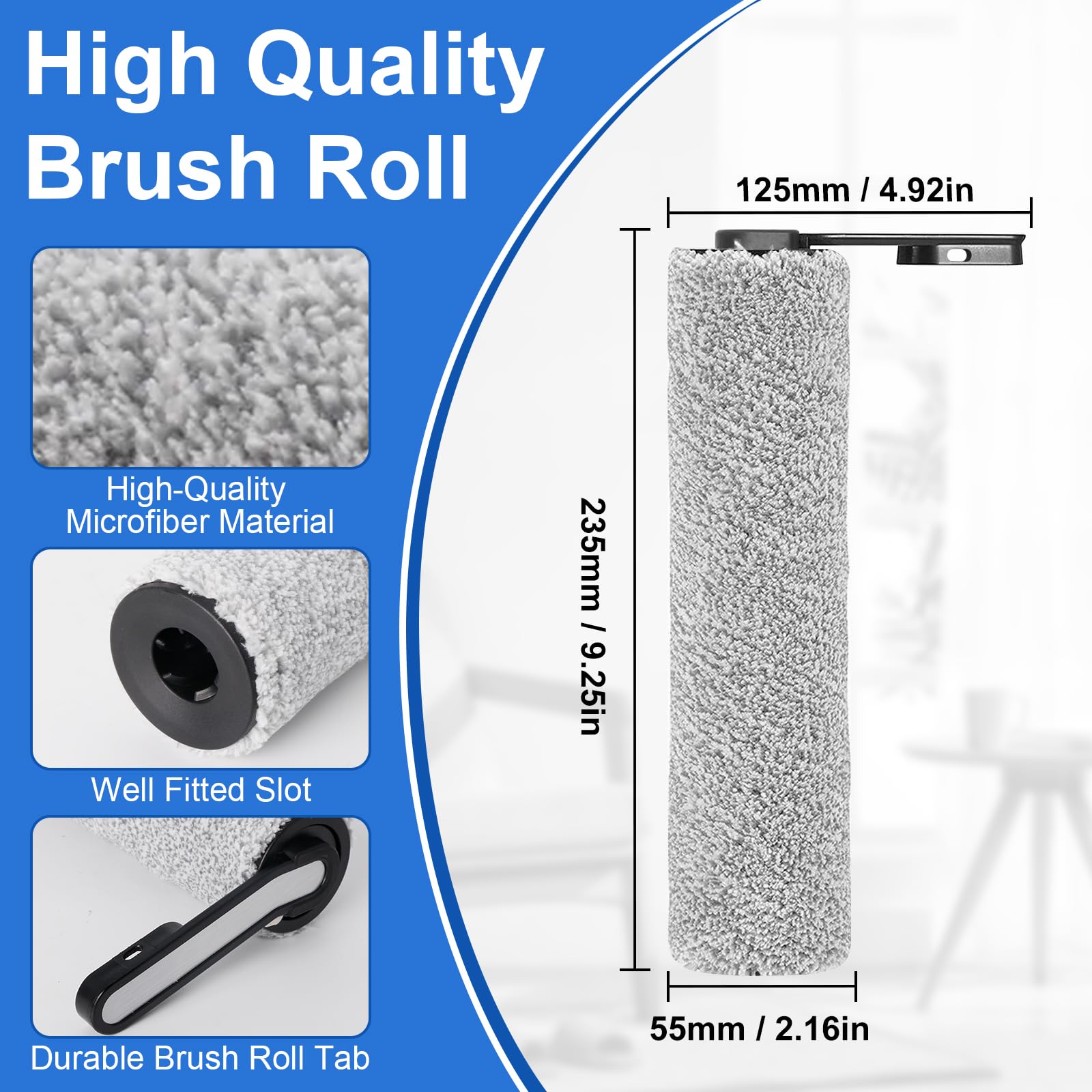 Accessory Set for Tineco iFLOOR 5 Breeze Complete Wet/Dry All-in-One Vacuum Cleaner Replacement Parts, 2 Brush Rollers + 2 Filters + 1 Cleaning Brush