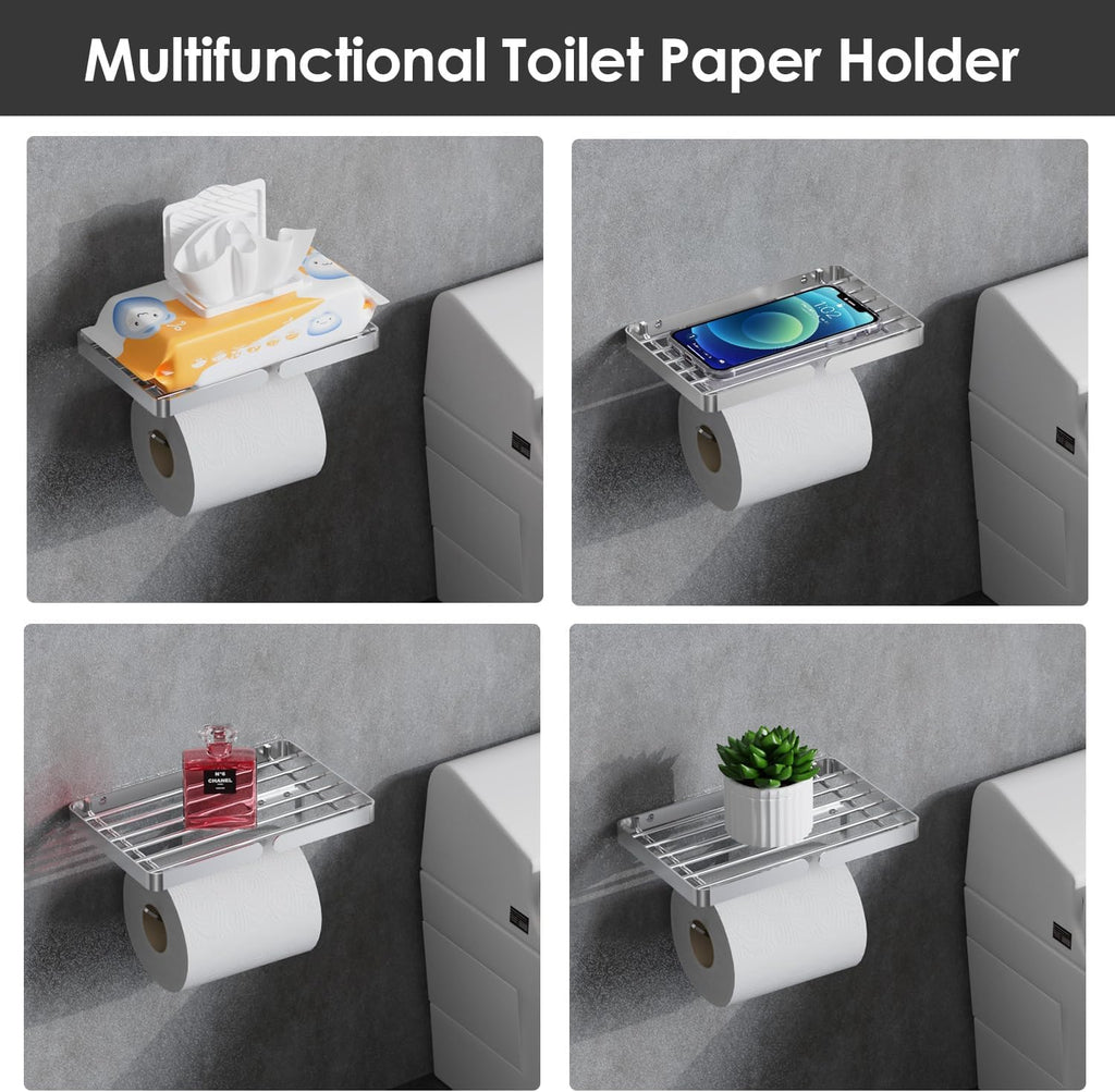 Regine Switzerland Toilet Paper Holder - Self-Adhesive Design with Wipes Holder | Rustproof Stainless Steel