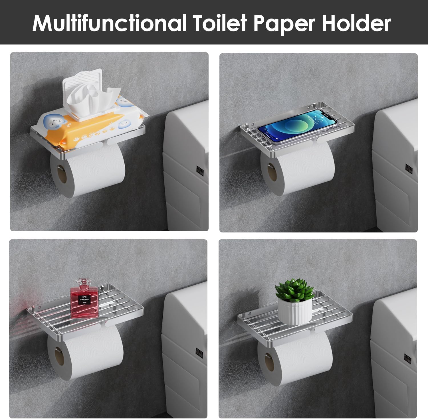 Regine Switzerland Toilet Paper Holder - Self-Adhesive Design with Wipes Holder | Rustproof Stainless Steel