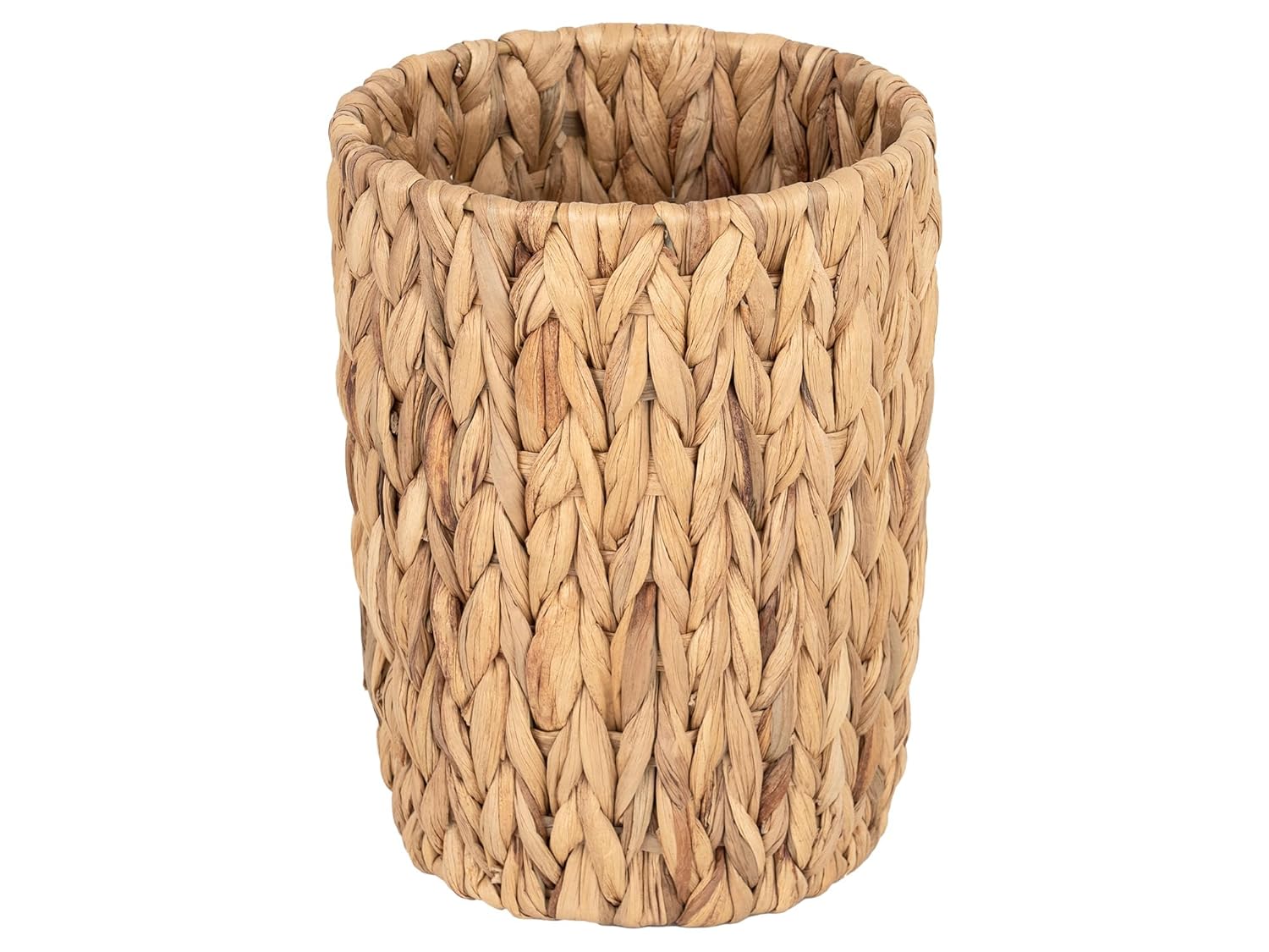 StorageWorks Wicker Waste Basket - Stylish Small Trash Can for Bathroom | Round Water Hyacinth Design