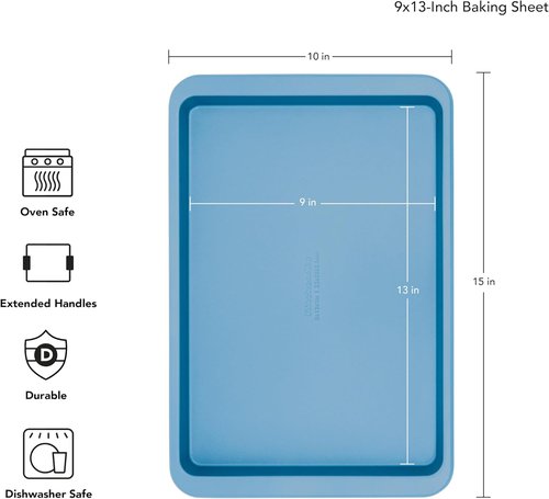 KitchenAid Nonstick Aluminized Steel Baking Sheet - 9x13in, Stylish Blue Velvet Finish