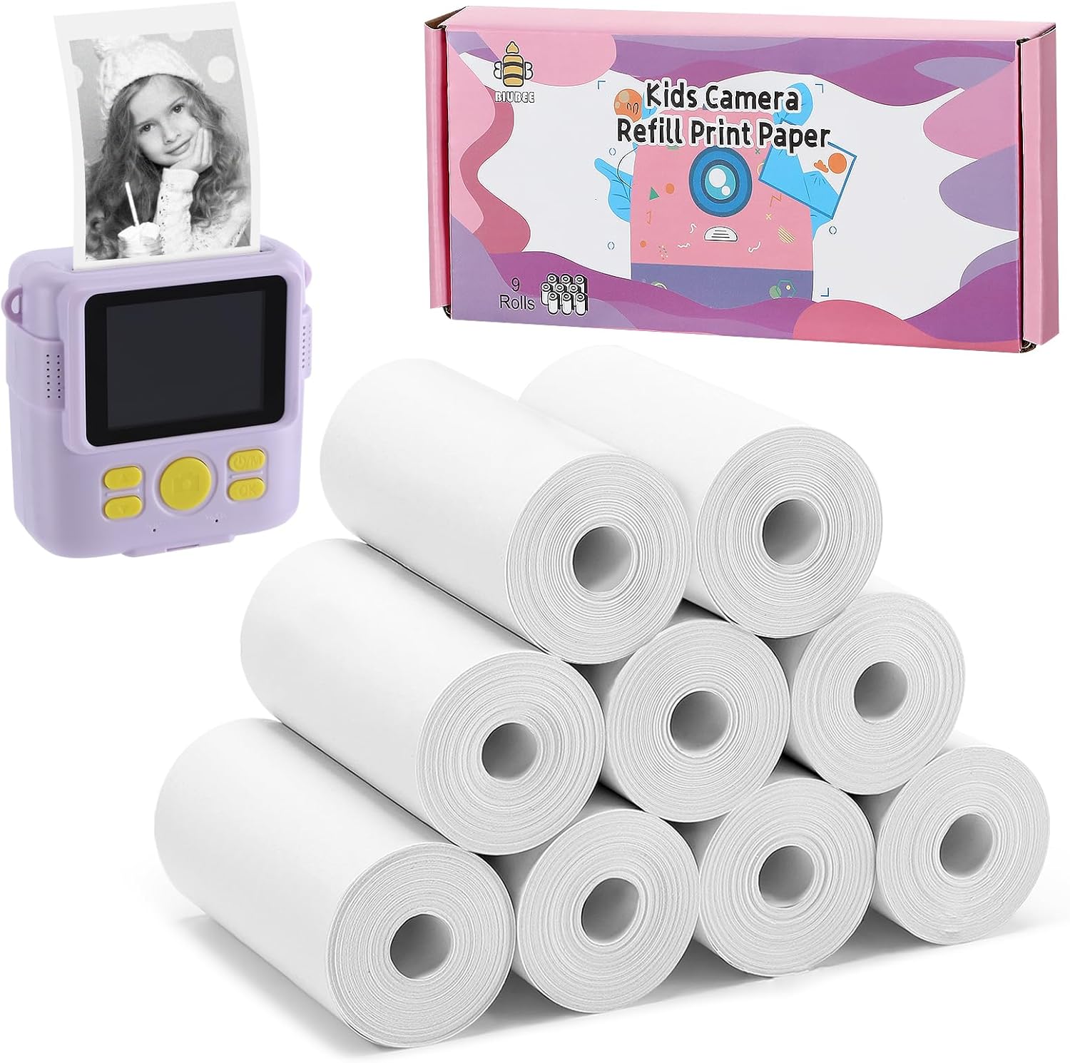 Skiennix Instant Camera Print Refill Paper - 9 Thermal Rolls for Kids' Photo Printers | Perfect Birthday Gift