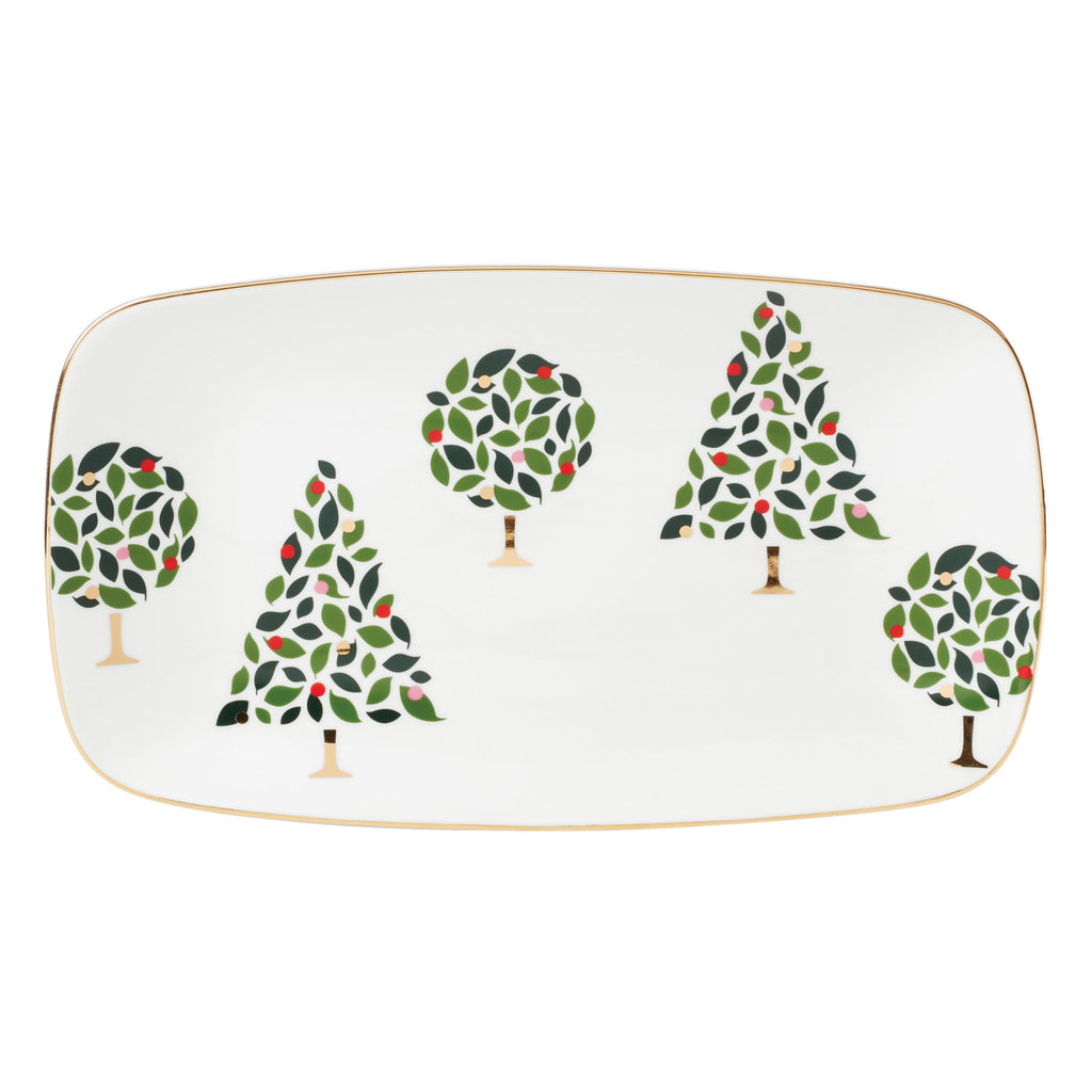 kate spade new york Evergreen Hors D'oeuvres Tray, 1 Count, White, Christmas & Holiday Hosting