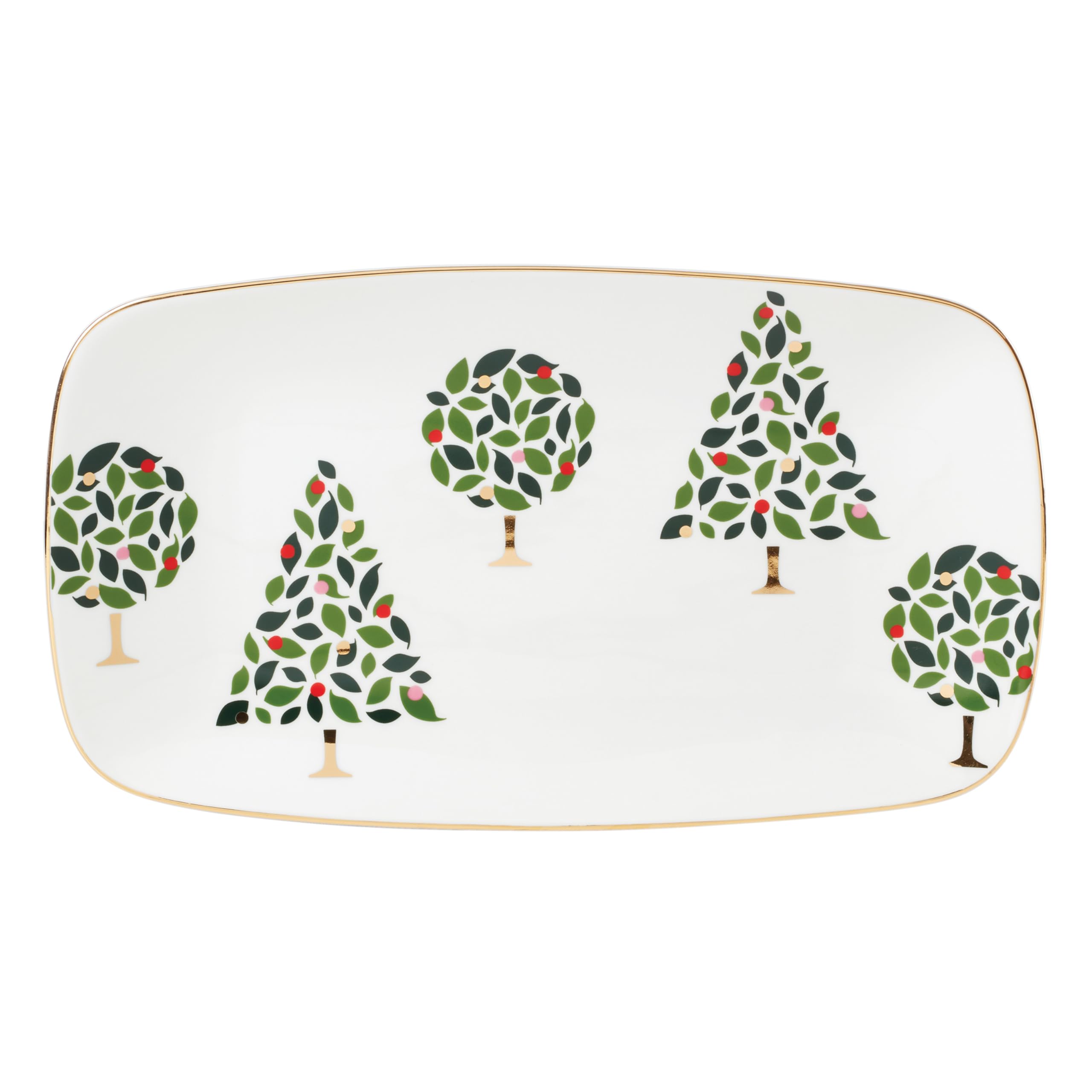kate spade new york Evergreen Hors D'oeuvres Tray, 1 Count, White, Christmas & Holiday Hosting