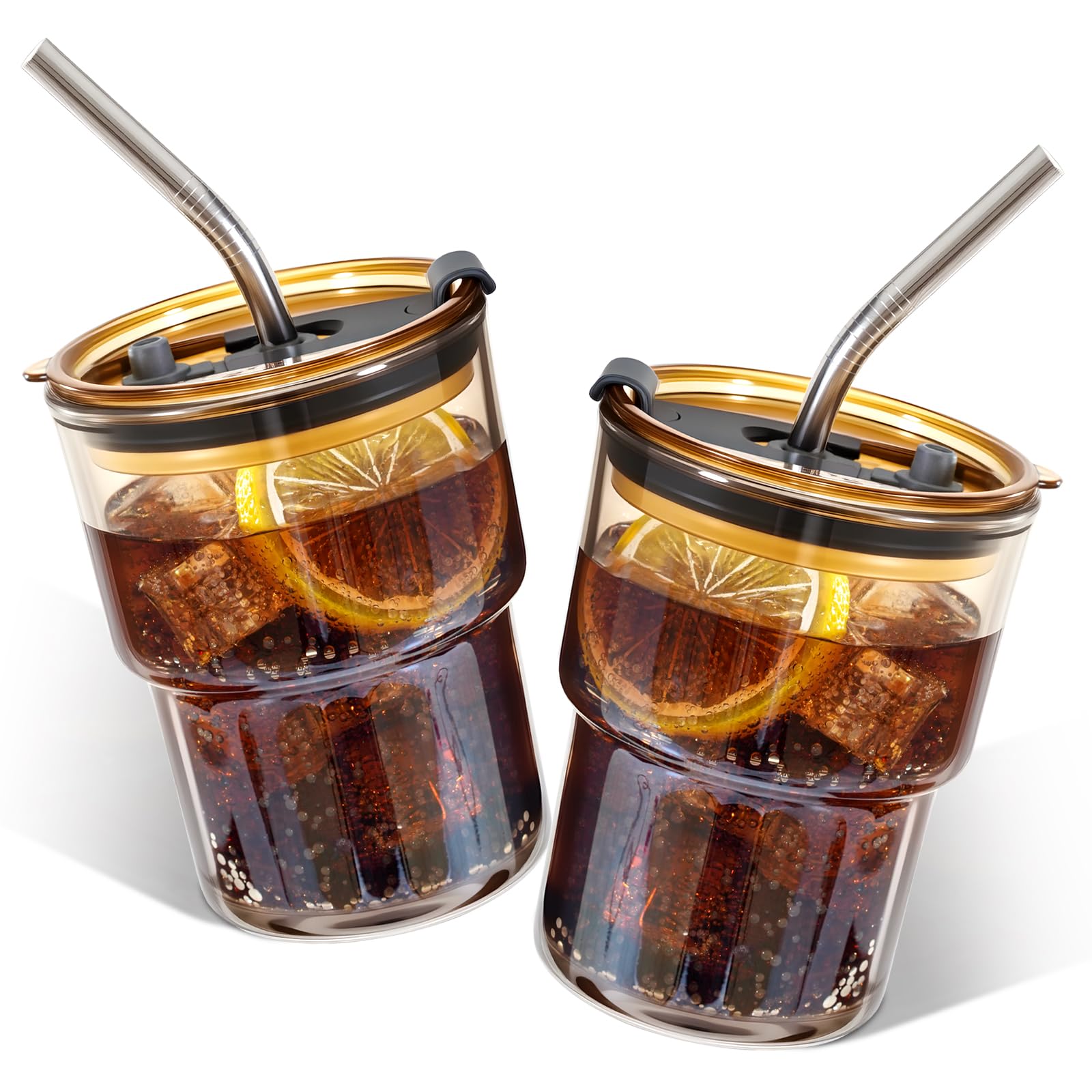 12 Packs Glass Tumbler with Lid and Straw Ice Coffee Cup Employee Christmas Appreciation Gift Ideas Bulk Team from Boss Best End Year Work Office Staff Coworker Team Group Colleague Teamwork Thank You
