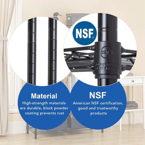 BestOffice 3-Shelf Metal Storage Shelves - Adjustable Wire Rack Organizer | 450Lbs Capacity, Black 23"L x 13.2"W x 30.2"H