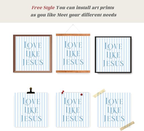 LARTSFRO Coquette Blue Bow Wall Art Decor - Inspirational Christian Posters for Teen Girls | 10x10 Inch Set of 4 Unframed