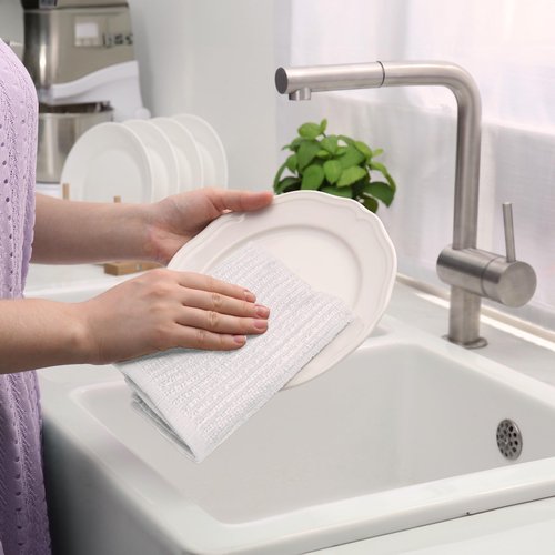 DecorRack 12 Pack 100% Cotton Kitchen Towels for Cleaning, 12 x 12 inch, Ultra Absorbent Bar Mops, Heavy Duty, Quick Dry, Machine Washable Dish Towels, Multi-Purpose Cleaning Supplies, White (12 Pack)