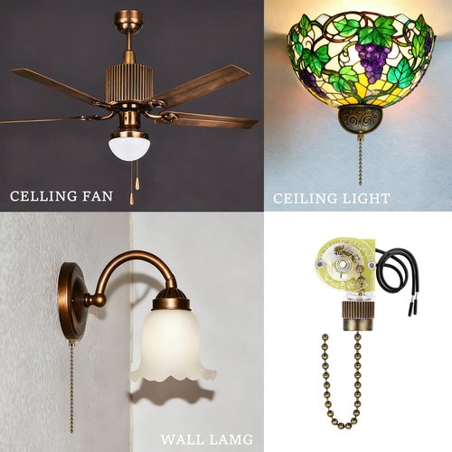 Dotlite 2Pack Ceiling Fan Pull Light Switch Zing Ear ZE-109, Bronze Easy Install Pull Cords Turn On-Off Control Replacement Accessories Compatible with Hunter Fan Wall Table Lamps
