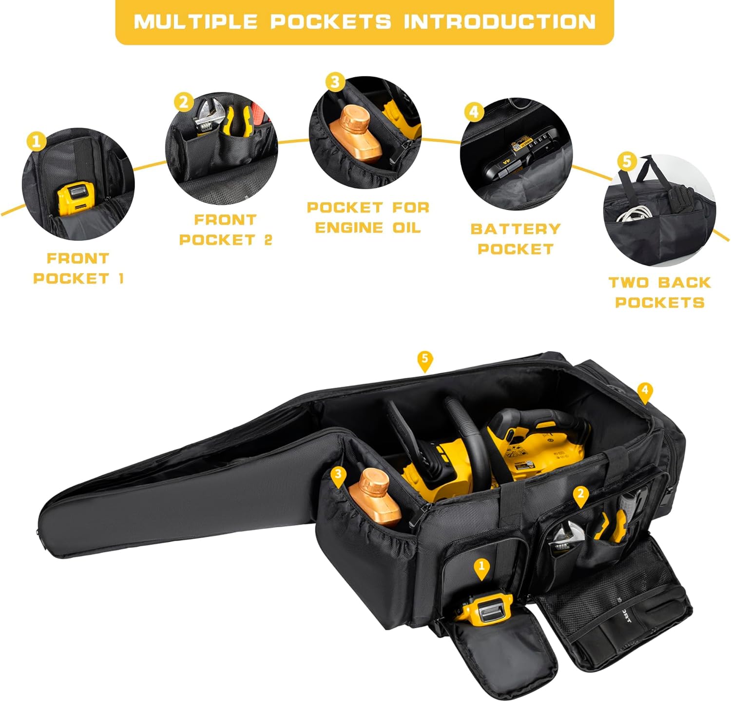 Skiennix Chainsaw Carrying Case - Waterproof Foldable Storage Bag for EGO, Dewalt & Greenworks 10/12 Inch