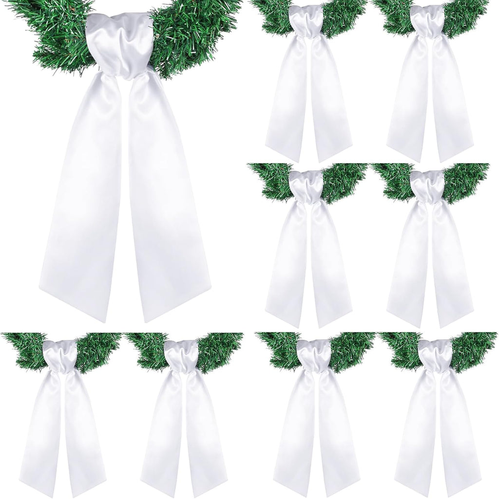 VitalCozy Wreath Sash Set - 8 Pcs Blank Embroidery Accessories for Indoor/Outdoor Decor | White (4.49" X 56.30")