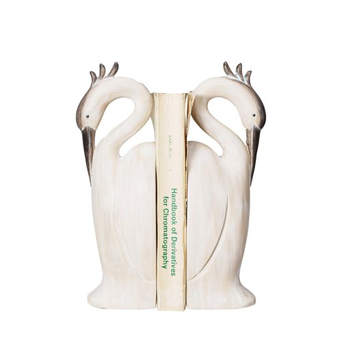 Creative Co-Op Resin Heron Bookends, Cream, Set of 2