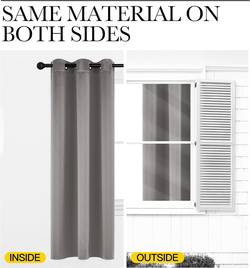 NICETOWN Room Darkening Curtains - Chrome Gray Grommet Drapes for Small Windows | 42" x 84", 2 Panels