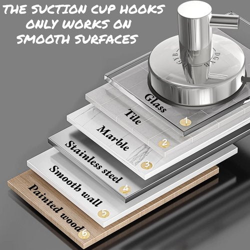 DGYB Suction Cup Hooks - 15LB Shower Hooks for Inside Shower, Stainless Steel No Drill Wall Hook Set of 2 Chrome Towel Hook for Bathrooms, Loofah, Robe