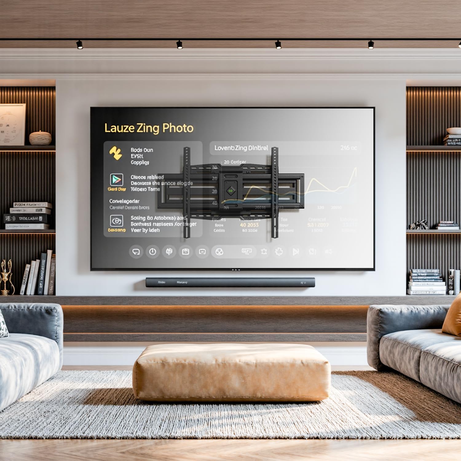 USX MOUNT Full Motion TV Wall Mount - Heavy Duty Sliding Design for 32-120" TVs | Max VESA 800x600, Swivel & Tilt