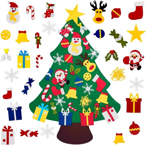 Fayoo DIY Felt Christmas Tree - Montessori Wall Hanging Decoration for Toddlers | 30 Ornaments Included