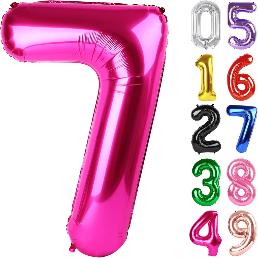Number 7 Balloon by [Brand Name] - 40 Inch Hot Pink Giant Foil Balloon for 7th Birthday Party Decorations