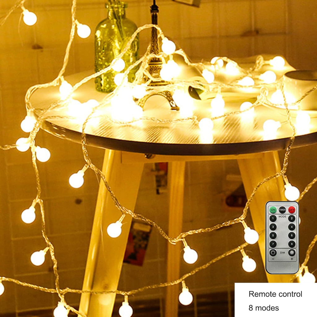 ZIMINGU LED Ball String Lights - 19.6FT 40 LEDs Waterproof Fairy Lights with Remote Control | Warm White Decor for Indoor & Outdoor Events