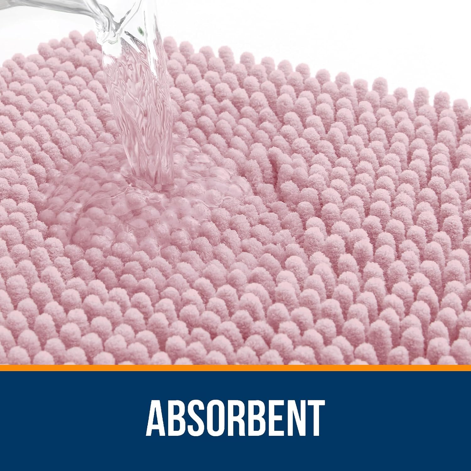 OLANLY Large Bathroom Rugs - Extra Soft Chenille Bath Mats | Quick Dry & Machine Washable, Dusty Rose 70x46