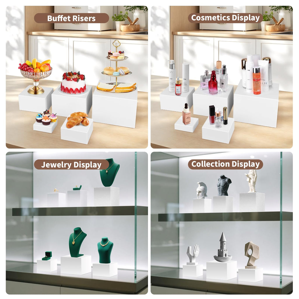 8PCS Buffet Risers，Large Food Risers for Buffet Table, Dessert Table Display Set,Food Stands for Display Party，Collectibles Jewelry Display Stand, Acrylic Cube Boxes big size(10"-9"-8"-7"-6"-5"-4"-3")