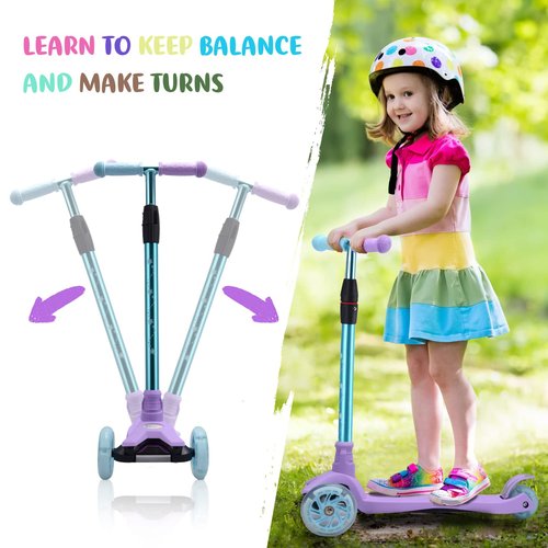3 Wheel Scooter for Kids Ages 6-12,Kids Scooter with Light Up Wheels, Sturdy Deck Design, and 4 Height Adjustable Suitable for Kid Ages 3-12