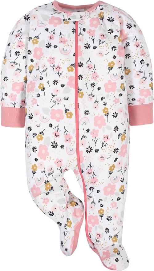 Gerber Baby Girls' 4-Pack Sleep 'N Play Footies - Soft Cotton Comfort for All-Day Wear