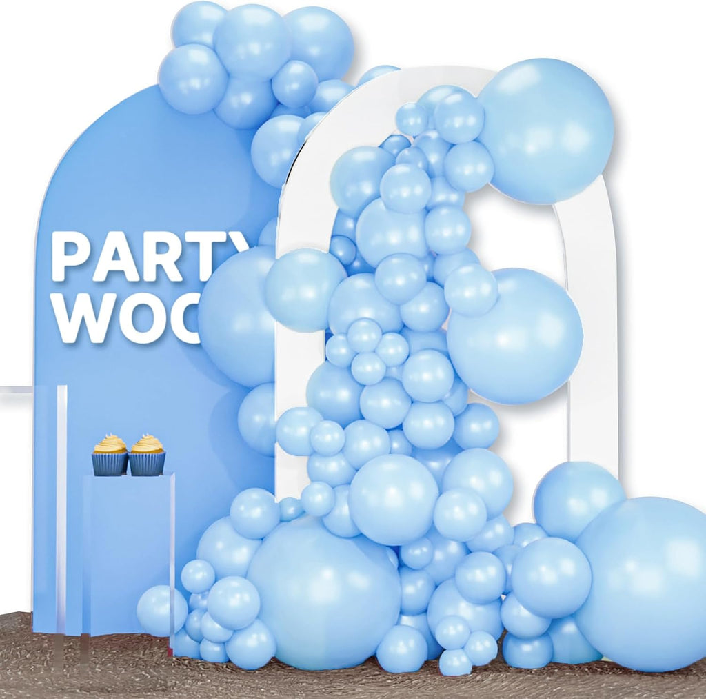 PartyWoo Light Blue Balloon Arch Kit - 120pcs in 18", 12", 10", 5" Sizes for Baby Shower & Birthday Decor