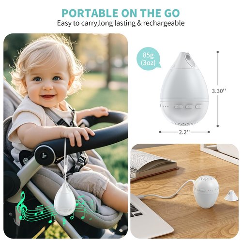 3 in 1 Smart Sound Machine, White Noise Machine with Noise Detection, Night Light, Speaker, Rechargeable Battery, 26 Soothing Sounds and Portable Design for Kids & Adults