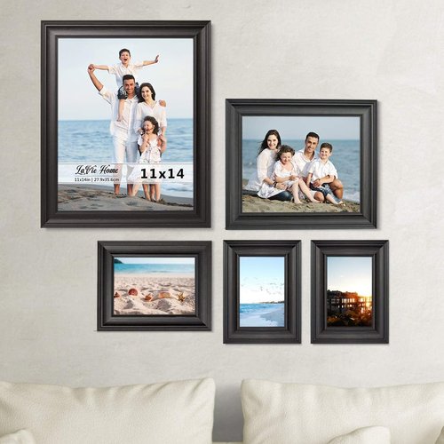 LaVie Home 8x10 Picture Frame - Rustic Black Design with Tempered Glass for Wall & Table Display