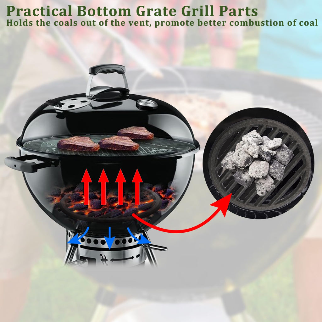 OGANAZI Cast Iron Bottom Fire Grate - 9 Inch Round BBQ Grill Grate Replacement, High Heat Charcoal Plate Bottom Grate Grill Parts, Fireplace Grate for Fire Pit Project BBQ Accessories Parts