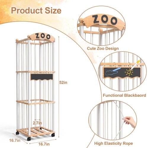handrong Stuffed Animals Storage,Wood Stuffed Animal Holder Organizer,120+ Plushies Stuffy Storages,3-Tier Toy Storages Organizer Shelf Tower for Nursery Playroom Kidroom Living Room