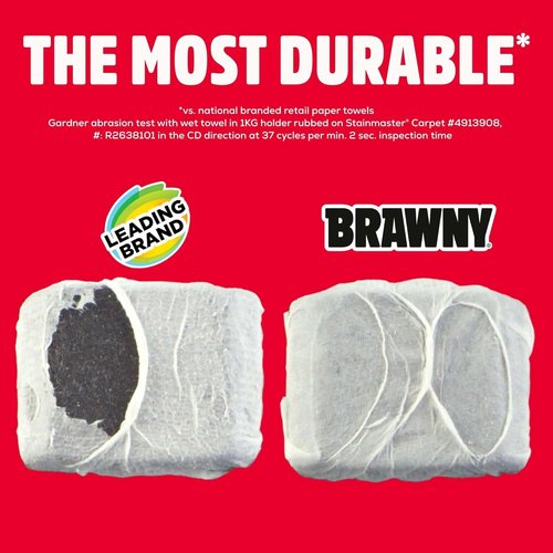 Brawny 3-Ply Paper Towels - Strong & Absorbent Tear-A-Square | 8 Triple Rolls (24 Regular Rolls)