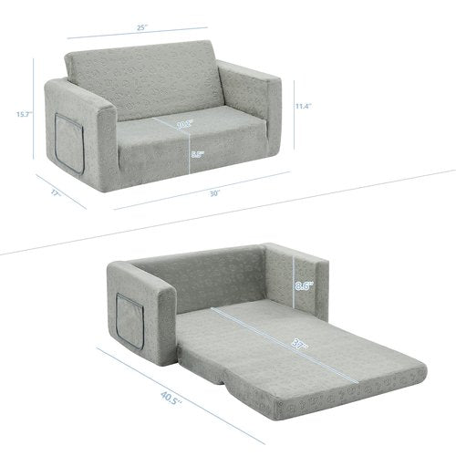 Ulax furniture Kids Fold Out Couch 2-in-1 Children Convertible Sofa to Lounger with Soft Plush Fabric