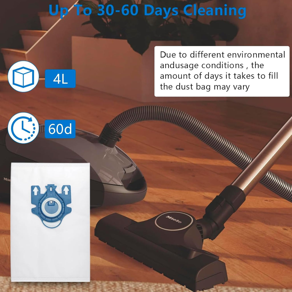 Miele 14 Pack 3D Airclean Vacuum Bags - Compatible with Classic C1, Complete C1, C2, C3, S400i, S600, S2, S5, S8 | Includes 4 MP & 4 AC Filters