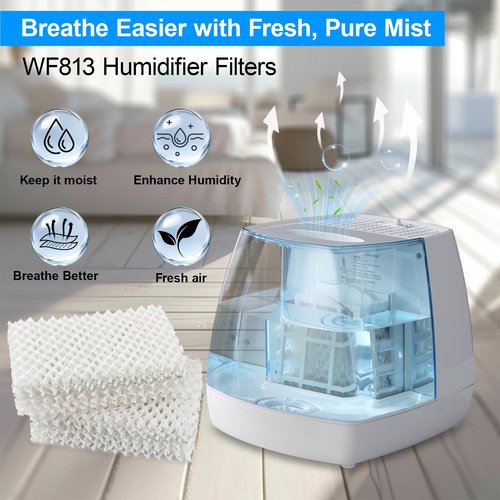 LRWZOV WF813 Humidifier Filter Replacement for Equate EQWF813/EQ-2119-UL, Relion RCM-832/RCM-832N, Procare PCWF813/PCCM-832N Cool Mist Humidifier Wick Filters 4 Pack