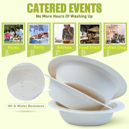 Green Earth, 16 oz, 1000-Count, Compostable Bowls, Natural Bagasse (Sugarcane Fiber), Everyday Tableware ââ‚¬â€œ Disposable - Round Shape Eco-Friendly