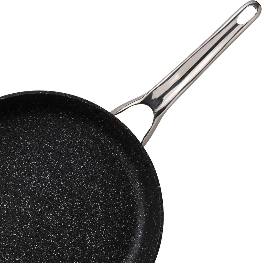 Starfrit The Rock 12" Non-Stick Fry Pan - Durable Forged Aluminum - Oven Safe & Easy to Clean - Black