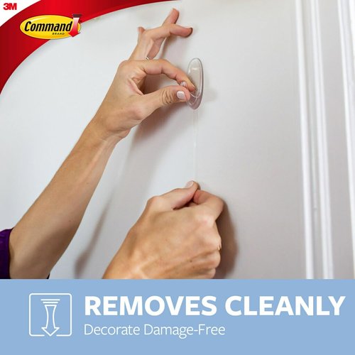 Command Small Clear Oval Hooks - Damage-Free Adhesive Wall Hooks for Home Decor | Holds Up to 1 lb