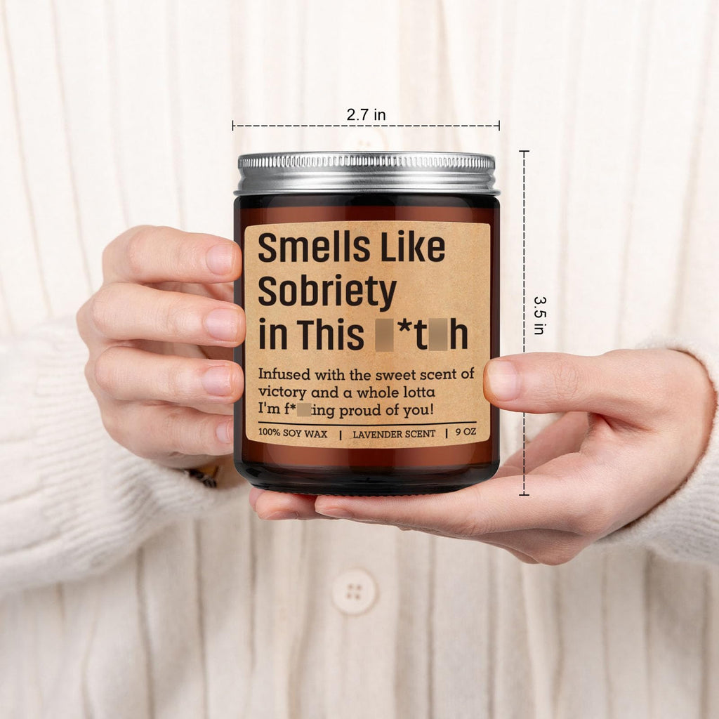 GSPY Smells Like Sobriety Candle - Sobriety Gifts for Women, Men - 2 Year Anniversary, 1 Year Sober Gifts Ideas - Funny Birthday, Sober Celebration, Recovery, Proud of You Present for Her, Him
