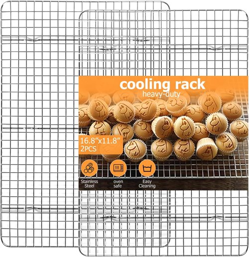 2-Pack Stainless Steel Cooling Racks by [Brand Name] - Oven/Dishwasher Safe, Perfect for Baking & Grilling - 11.5"x16.5" Size