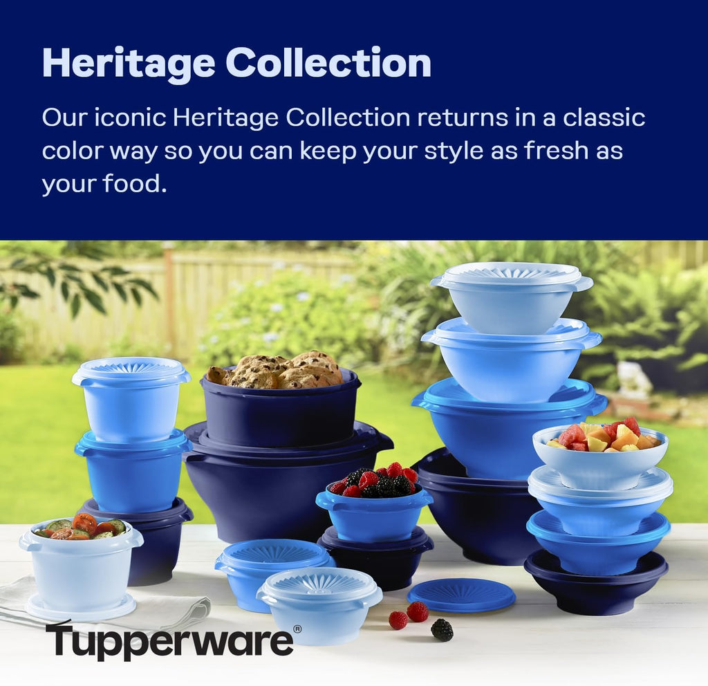 Tupperware Heritage Collection - 36-Piece Vintage Blue Food Storage Container Set | Dishwasher Safe & BPA Free