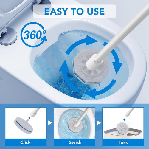 50 Count Toilet Wand Refills for Clorox, Upgrade Scrubbing Fiber Cotton Brush Heads Compatible with Clorox Toilet Wand for Bathroom Efficient Cleaning