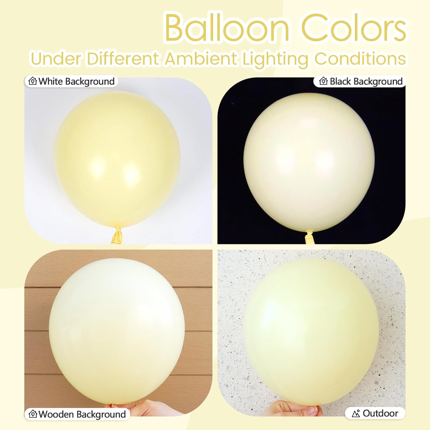 Pastel Yellow Balloons - 12-Inch Light Yellow Latex Balloons | 50-Pack for Gender Reveal & Baby Shower Decor