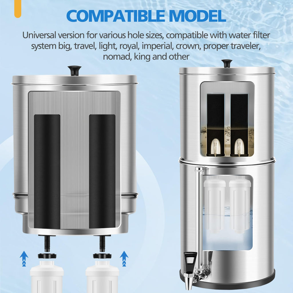 Water Filter Replacement Compatible with Berkey, BB9-2 Filters & PF-2 Fluoride Filters Compatible with Berkey Big, Light, Imperial, Travel, Crown, Royal Series (4 PACK)