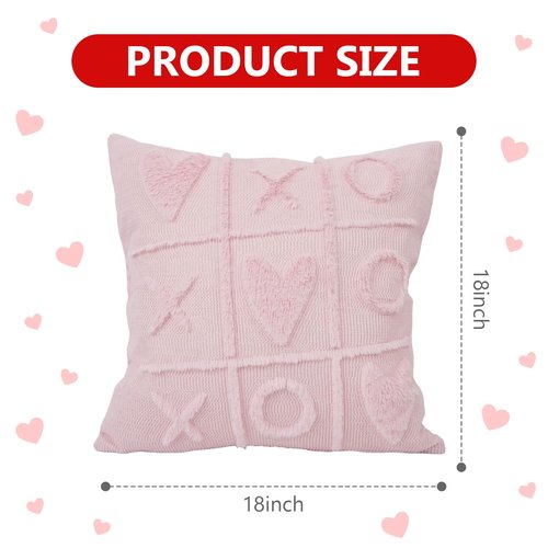 QIONG MENG Valentine Pillow Covers 18x18 Inch Set of 2 Valentines Day Decorations Pink Throw Pillow Covers Valentines Decor Pillowcase for Couch Sofa Cushion Case Home Wedding Anniversary
