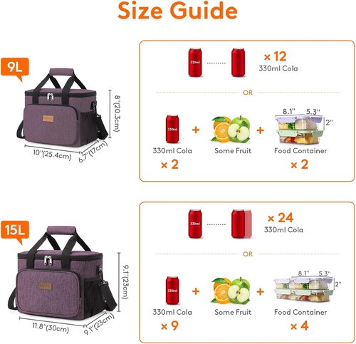 Lifewit Insulated Lunch Bag - Large Soft Cooler Tote for Adults | Purple 24-Can Capacity (15L)
